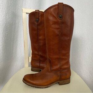 Frye Melissa Lug Button Leather Knee-High Tall Riding  Boots